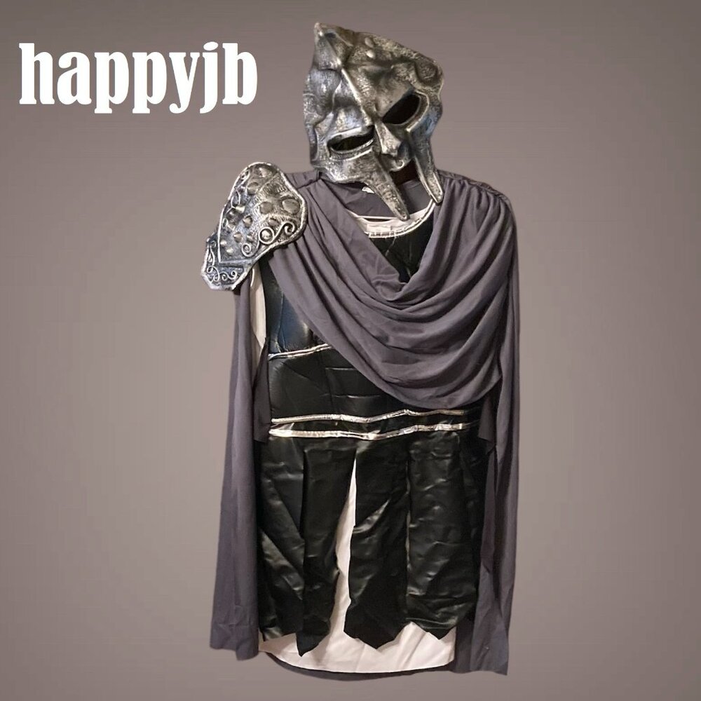 EUC California Costumes Gladiator Costume Black Silver Youth XL 12-14